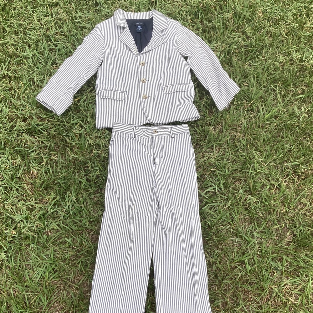 Boys Nautica Striped Blazer and Pants Set